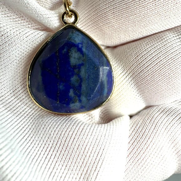 Charming Charlie Gold Tone Fashion Necklace w/Lapis Lazuli Teardrop Pendant - Picture 9 of 16